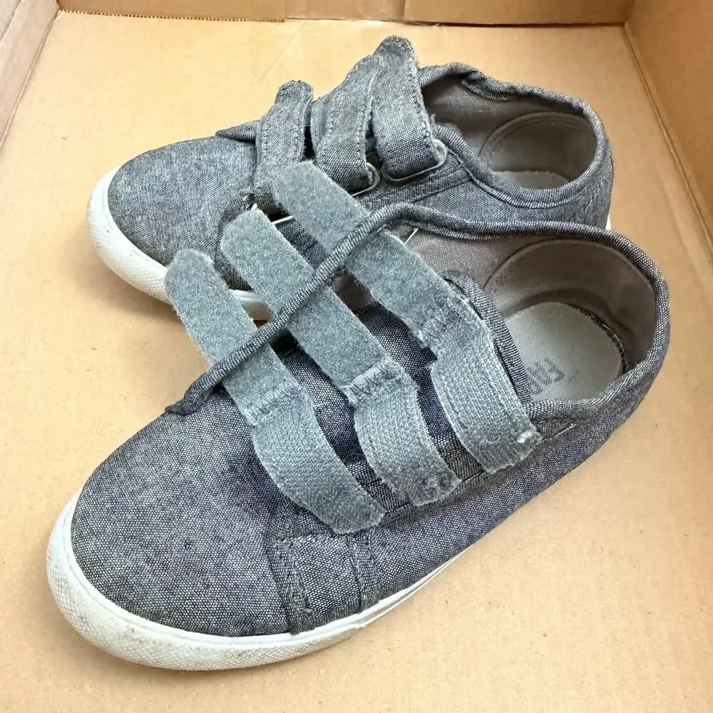 Fabkids Boys Tennis Shoes Sneakers 3 Strap Closure Gray Size 13